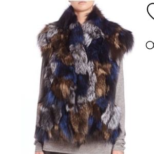 Vince Silver Fox Real Fur Vest